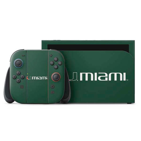 University of Miami Horizontal Mark on Green Nintendo Switch 2 (2025) with Joy-Con Skin